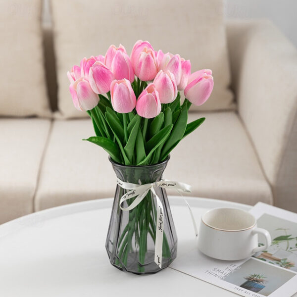 10pcs Lifelike PU Tulip Artificial Flowers: Perfect for Home Decor, Wedding Decorations, and Events - Realistic Feel Tulips for Added Elegance 2025 -