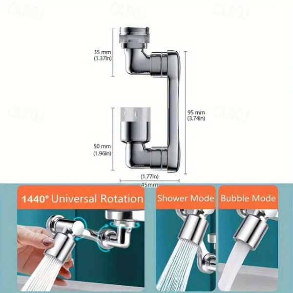 1pc 1440 Copper Alloy Universal Swivel Faucet Spray Head Suitable For Extension Faucet Aerator Spout Kitchen Faucet Wash Basin Robot Arm Faucet Extend