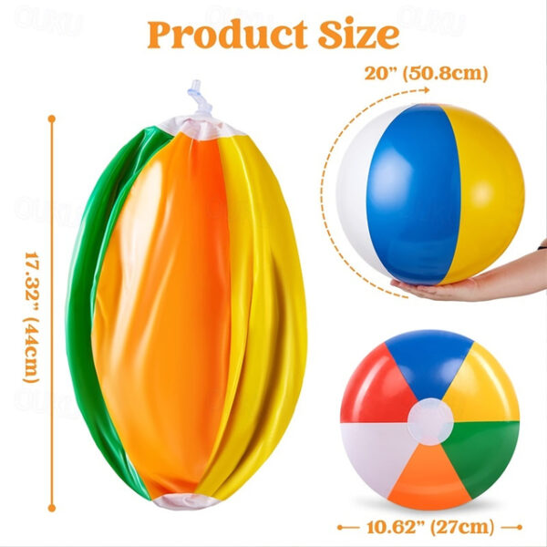 1pc Beach Balls - Large Rainbow Beach Ball Inflatable Pool Toys for Party Supplies Decorations Adults Kids Birthday Luau Summer Beach Water Games Beac