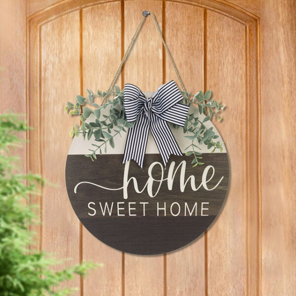 1pc Crafting 12 Inches Welcome Sigh For Front Door Big Wooden Wreath Welcome Wreath Farmhouse Front Door Decoration Housewarming Gift for Home Outdoor