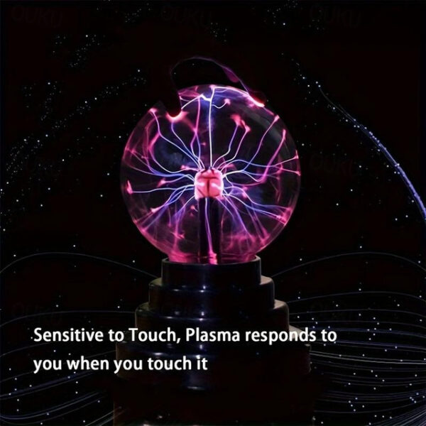 1pc Plasma Ball Light, 5 Inches, Touch And Sound Activated Lightning Globe, Magical, Interactive, Mood Setting, Fun And Science Lamp, Prop For Parties