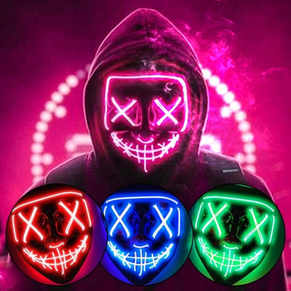 1Pcs Festival Mask, LED Light up Purge Mask, Purge Mask Costume,Festival Masks costume for Men Women Kids for Halloween 2025 - US $23.99