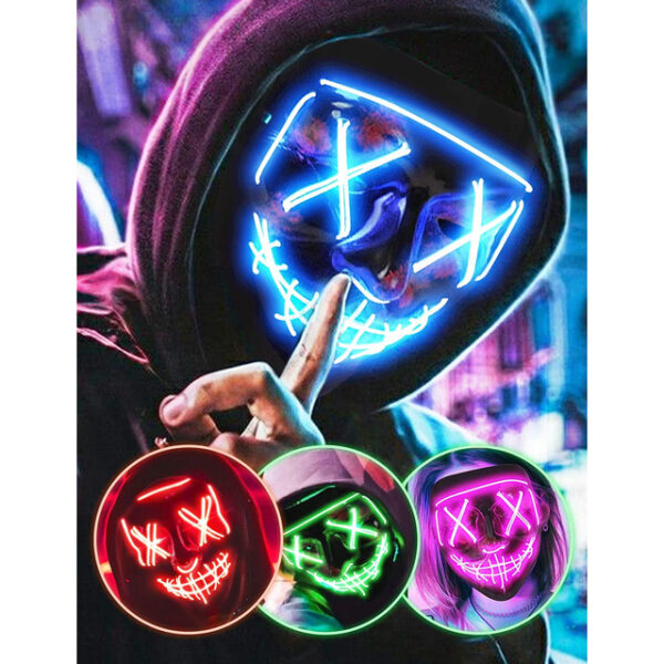 1Pcs Festival Mask, LED Light up Purge Mask, Purge Mask Costume,Festival Masks costume for Men Women Kids for Halloween 2025 - US $23.99