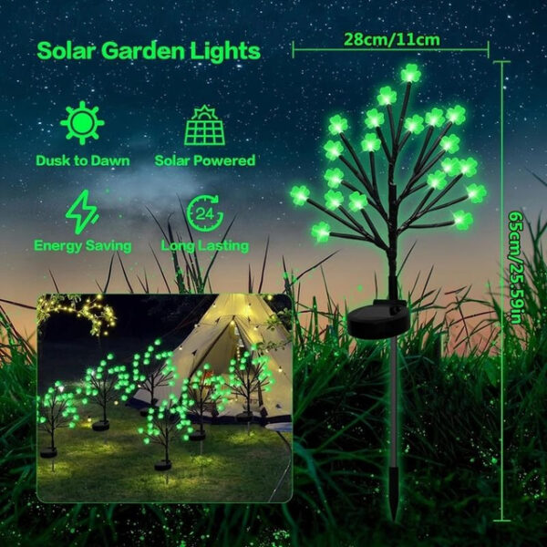 20 LED St Patricks Day Decorations Solar Shamrock Stake Lights, Outdoor Shamrock Tree Lights, With Party Gifts Decor-Solar Garden Lights, For St. Patr