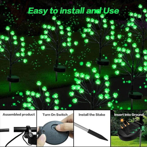 20 LED St Patricks Day Decorations Solar Shamrock Stake Lights, Outdoor Shamrock Tree Lights, With Party Gifts Decor-Solar Garden Lights, For St. Patr