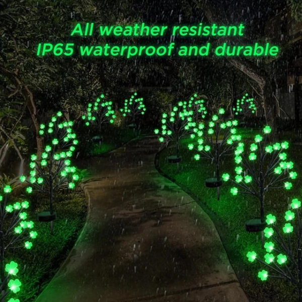20 LED St Patricks Day Decorations Solar Shamrock Stake Lights, Outdoor Shamrock Tree Lights, With Party Gifts Decor-Solar Garden Lights, For St. Patr