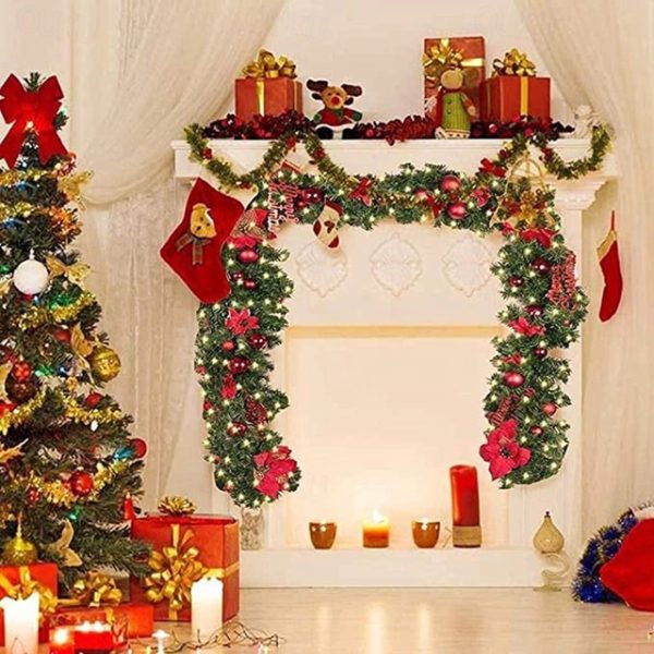 2.7m Christmas Decorations Garland With Light Garland for Stairs Christmas Tree Vine Decoration Encryption Luxury Pendant Christmas Tree Festival Deco