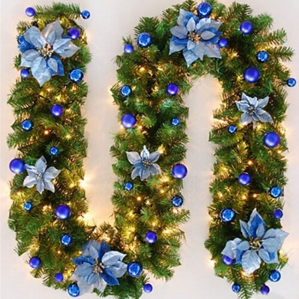 2.7m Christmas Decorations Garland With Light Garland for Stairs Christmas Tree Vine Decoration Encryption Luxury Pendant Christmas Tree Festival Deco