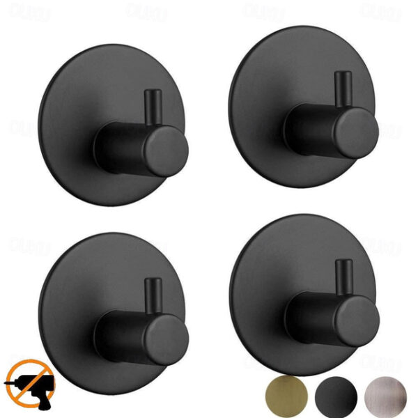 4pcs Wall Hooks Self-adhesive Durable 304 Stainless Steel Wall Hangers Waterproof Rustproof for Kitchen Bathrooms 3M 2025 - US $15.99