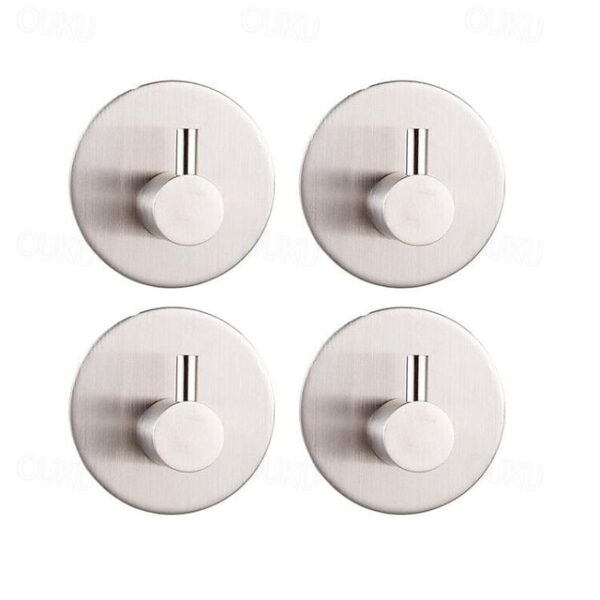 4pcs Wall Hooks Self-adhesive Durable 304 Stainless Steel Wall Hangers Waterproof Rustproof for Kitchen Bathrooms 3M 2025 - US $15.99