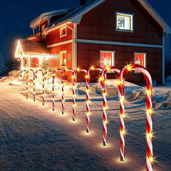 5-in-1 Solar Christmas Star, Snowflake, Peppermint Candy Cane Stake Lights - Outdoor Pathway Decoration Pathway Lights for Yard & Garden 2025 - US $21