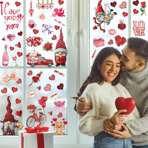 9pcs/set Valentine's Day Static Window Stickers Gnomes Gnomes Window Glass Window Stickers. 2025 - US $6.99