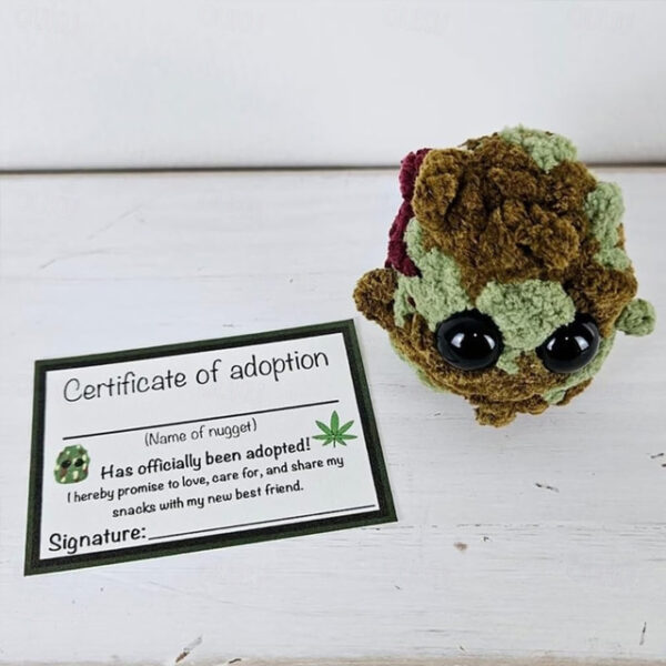 Adopt a Weed Nugget Plushie, Little Weed Nugget Plushie with Encouragement Cards, in a Jar Handmade Plush Stuffed Toys, Best Buds for Life Desktop Orn