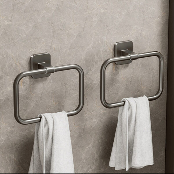 Aluminum No-Drill Towel Ring, Bathroom Wall-Mounted Towel Holder, Round and Square Options for Washroom and Toilet 2025 - US $16.99