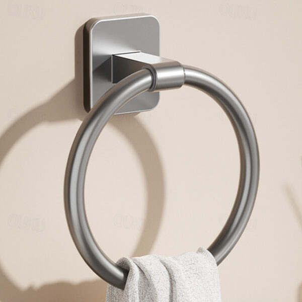 Aluminum No-Drill Towel Ring, Bathroom Wall-Mounted Towel Holder, Round and Square Options for Washroom and Toilet 2025 - US $16.99