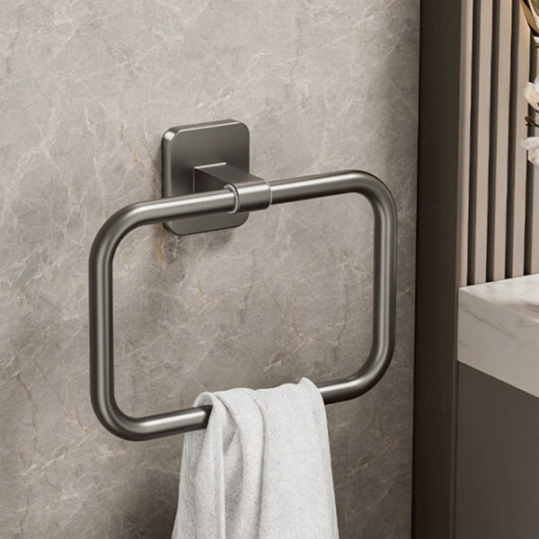 Aluminum No-Drill Towel Ring, Bathroom Wall-Mounted Towel Holder, Round and Square Options for Washroom and Toilet 2025 - US $16.99