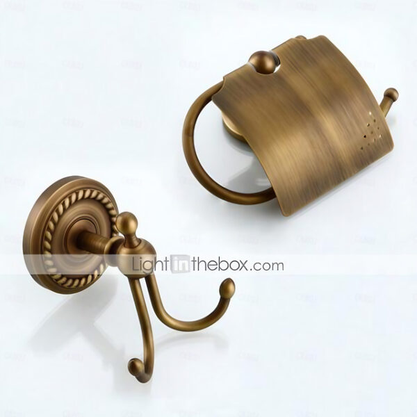 Bath Accessory Set Include Toilet Paper Holder and Robe Hook Antique Brass Wall Mounted 2 pcs 2025 - US $58.99