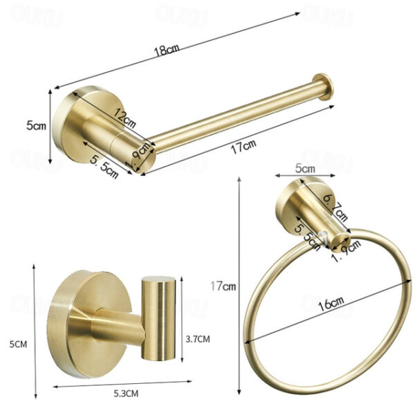 Bathroom Accessory Set Include Towel Bar Robe Hook and Towel Ring New Design Modern Stainless Steel Material Wall Mounted Golden 3pcs 2025 - US $47.99