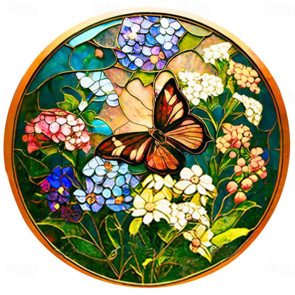 Butterfly Faux Stained Glass Window Cling Suncatcher, Round Dragonfly Wreath Glass, Butterfly Wreath Acrylic Plate Decoration 2025 - US $9.99