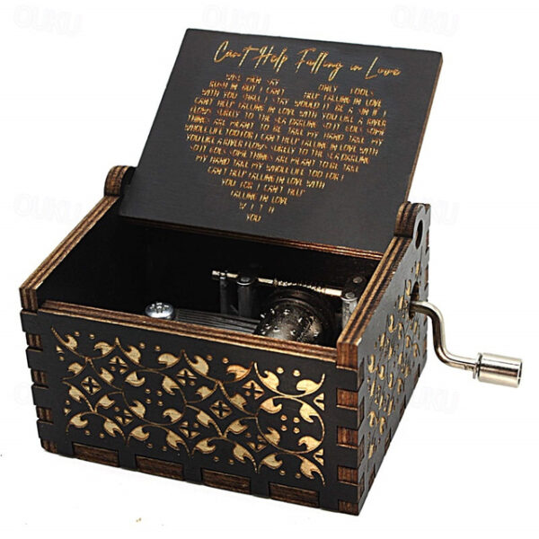 Can't Help Falling in Love Wood Music Box Antique Engraved Musical Boxes Case for Love One Wooden Music Box - Gifts for Lover Boyfriend Girlfriend Hus