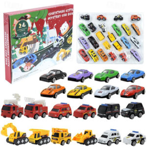 Christmas Advent Calendar 2024, Christmas Countdown Calendar Mystery Box 24PCS Alloy Fire Truck Car Engineering Vehicle for Kids 2025 - US $24.99