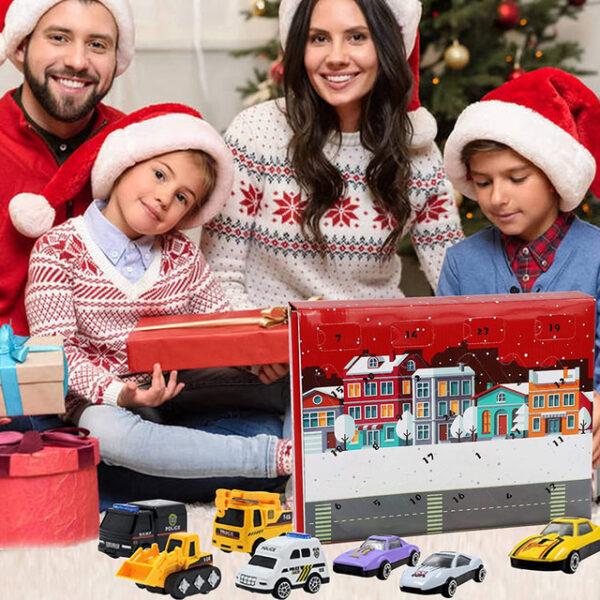 Christmas Advent Calendar 2024, Christmas Countdown Calendar Mystery Box 24PCS Alloy Fire Truck Car Engineering Vehicle for Kids 2025 - US $24.99