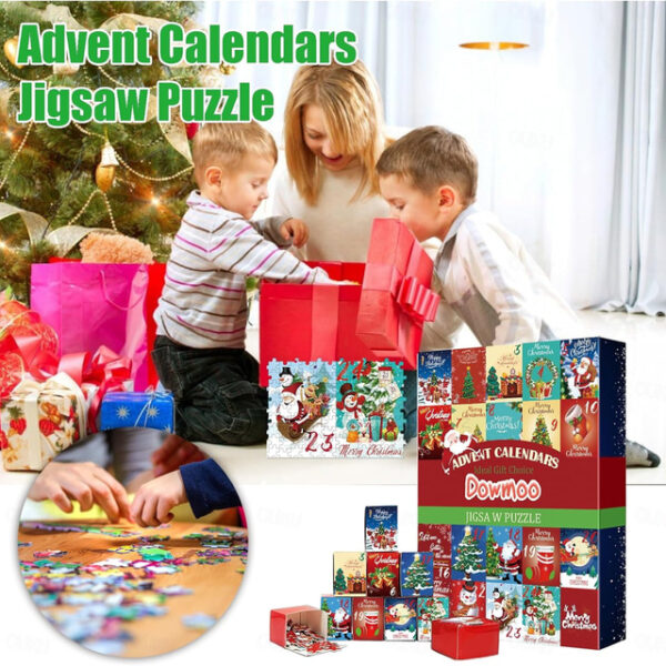 Christmas Advent Calendar Jigsaw Puzzle 1000pcs, Christmas Advent Calendar 2023 Christmas Countdown Holiday Puzzles for Adults Kids, 24 Parts 1000 Pie