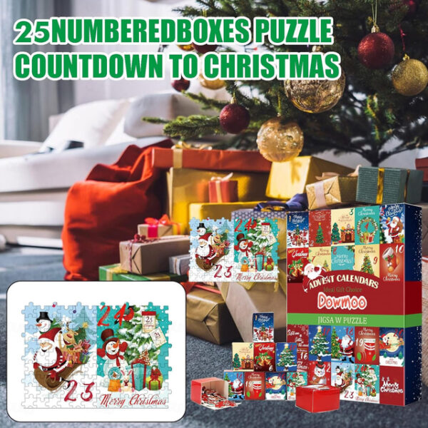 Christmas Advent Calendar Jigsaw Puzzle 1000pcs, Christmas Advent Calendar 2023 Christmas Countdown Holiday Puzzles for Adults Kids, 24 Parts 1000 Pie