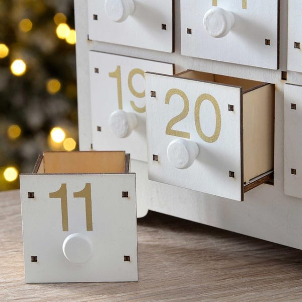 Christmas Advent Calendars Wood House LED Lights 24 Days Countdown Storage Organization Figurines Room Home Decor 2024 News 2024 - US $27.99