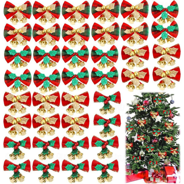 Christmas Bow, Christmas Wreath Christmas Tree Decoration Gifts, with Iron Bells 2025 - US $2.99