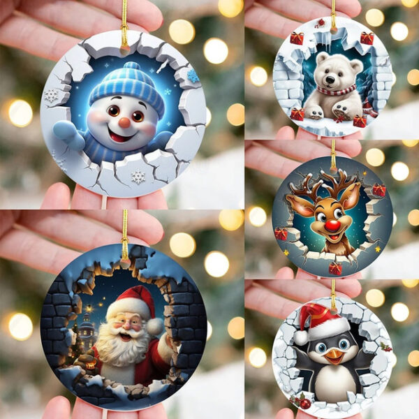 Christmas Break Through Ornament, 2D Acrylic Christmas Tree Hanging Decoration Gift Pendant Xmas Gift 2025 - US $2.99