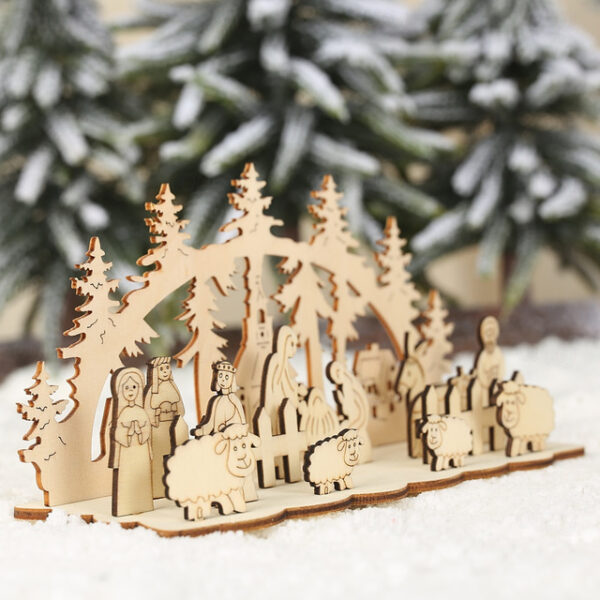 Christmas Gift Diy Desk Wooden Nativity Decoration Chalet Forest Home Party Belen Decoration 2025 - US $5.99