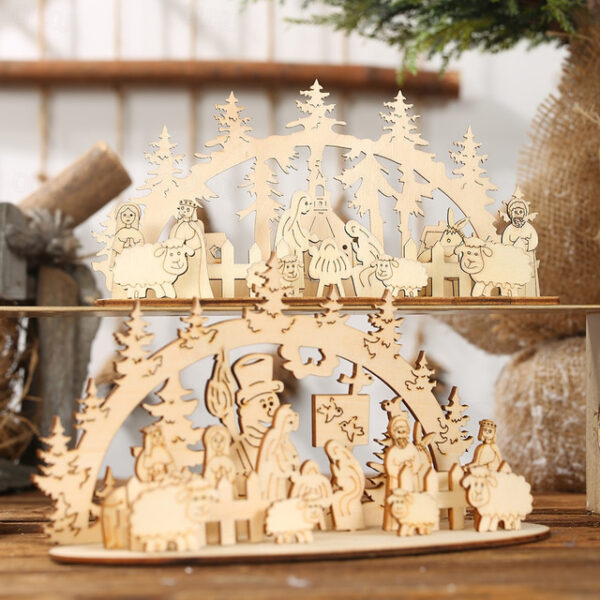 Christmas Gift Diy Desk Wooden Nativity Decoration Chalet Forest Home Party Belen Decoration 2025 - US $5.99