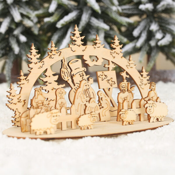 Christmas Gift Diy Desk Wooden Nativity Decoration Chalet Forest Home Party Belen Decoration 2025 - US $5.99