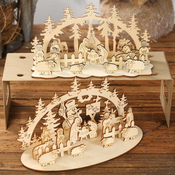 Christmas Gift Diy Desk Wooden Nativity Decoration Chalet Forest Home Party Belen Decoration 2025 - US $5.99