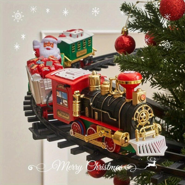 Christmas Train Set - Electric Christmas Decoration with Sound and Light for Christmas Tree, Rail Car, Gift Toys, and Peripheral Products for Thanksgi