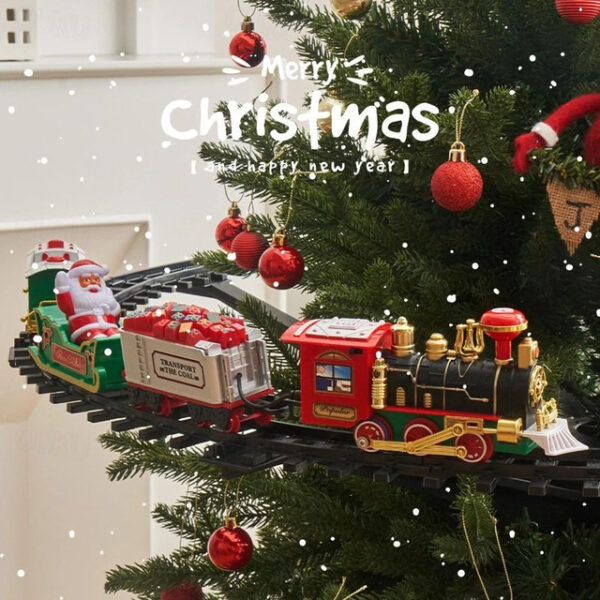 Christmas Train Set - Electric Christmas Decoration with Sound and Light for Christmas Tree, Rail Car, Gift Toys, and Peripheral Products for Thanksgi