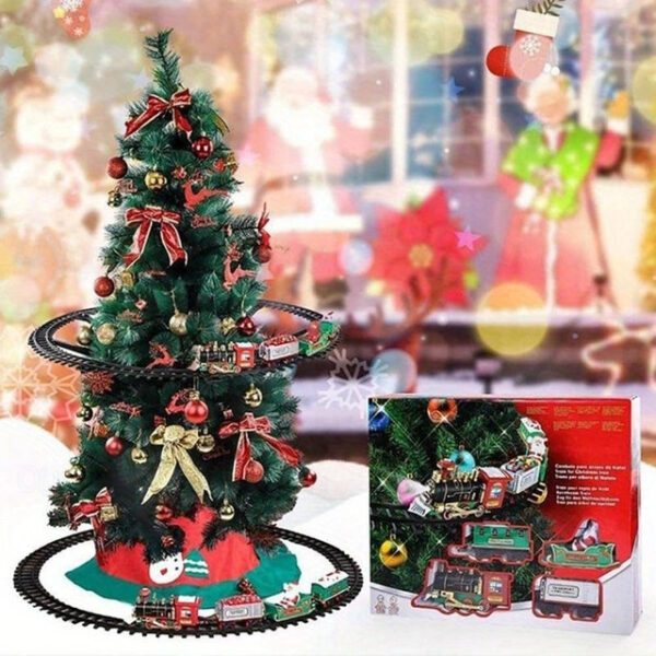 Christmas Train Set - Electric Christmas Decoration with Sound and Light for Christmas Tree, Rail Car, Gift Toys, and Peripheral Products for Thanksgi