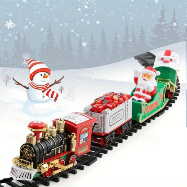 Christmas Train Set - Electric Christmas Decoration with Sound and Light for Christmas Tree, Rail Car, Gift Toys, and Peripheral Products for Thanksgi