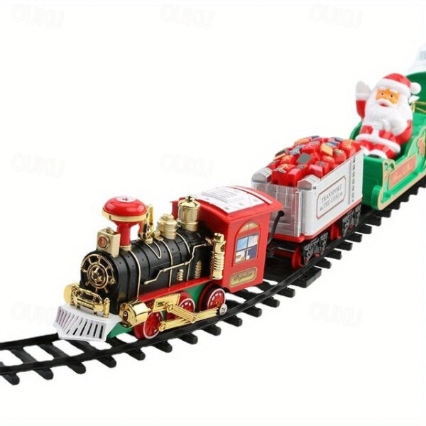 Christmas Train Set - Electric Christmas Decoration with Sound and Light for Christmas Tree, Rail Car, Gift Toys, and Peripheral Products for Thanksgi