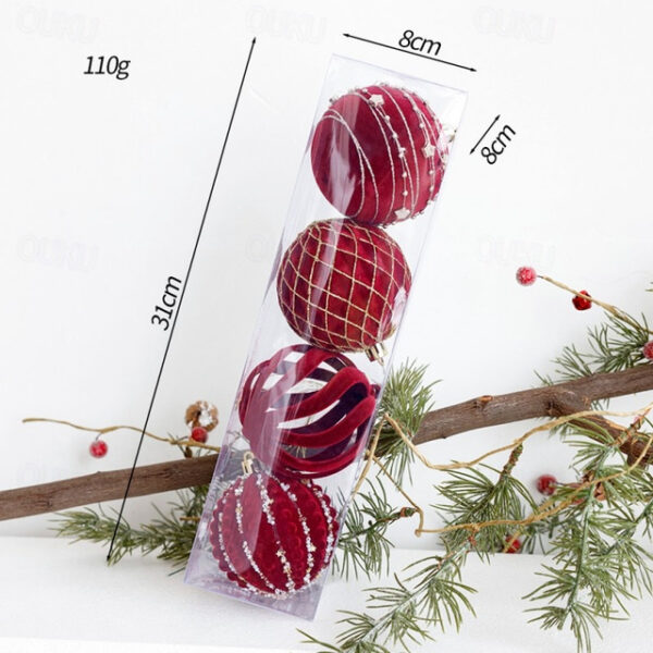 Christmas Tree Decoration Ball Christmas Painting Ball Flocked Dark Red Christmas Ball Pearl Diy Hanging Decoration Scene Layout 2025 - US $16.99