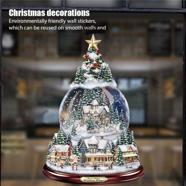 Christmas Window Stickers Tree Winter Garland Window Stickers Home Decoration Crystal Tree Santa Claus Snowman Rotating Sculpture Decorations Removabl