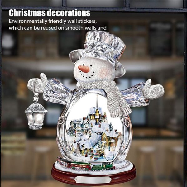 Christmas Window Stickers Tree Winter Garland Window Stickers Home Decoration Crystal Tree Santa Claus Snowman Rotating Sculpture Decorations Removabl