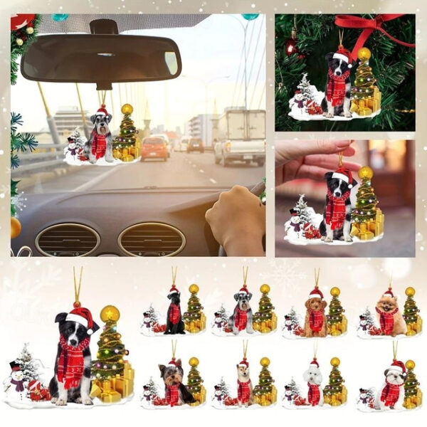 Creative New Car Pendant Christmas Dog Snowman Ornament Christmas Tree Pendant Acrylic Backpack Pendant Xmas Gift 2025 - US $4.49