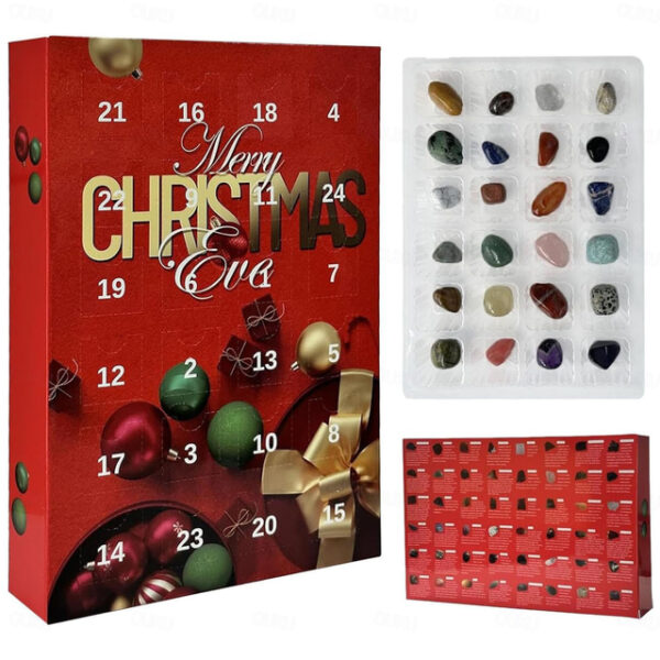 Crystal Advent Calendar 2024 Christmas Healing Crystal Advent Calendar Crystal Repair Stone Kit 24pcs Rock Collection Countdown Calendar For Birthday