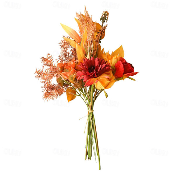 Decorative Autumn Color Bouquet Manufacturer With Simulated Flowers Artificial Flowers Green Plants Wedding Ins Style 2025 - US $15.99