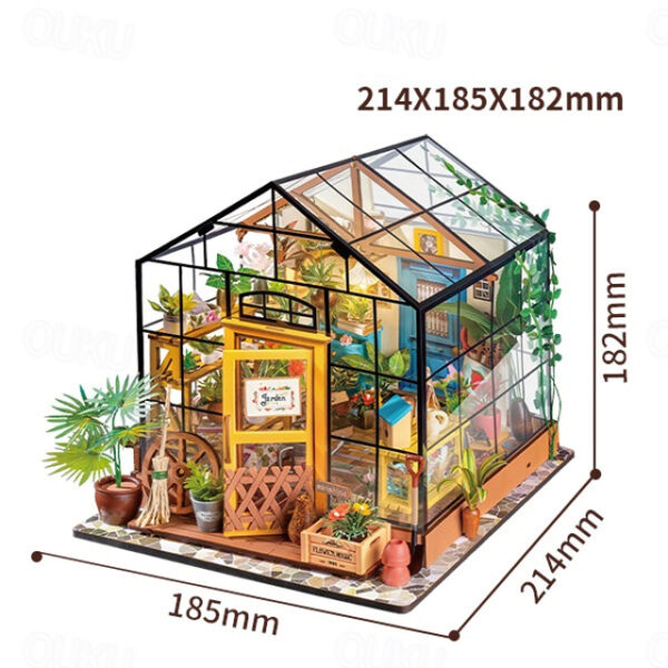 DIY Miniature House Kit Greenhouse Tiny House Kit for Adults to Build Mini House Making Kit with Furniture Halloween/Christmas Decorations/Gifts for F