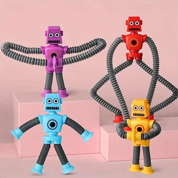 DIY Telescopic Tube Portable Versatile Cartoon Robot Decompressing Toy, Popular Creative Sensory Toy With Suction Cups, Halloween Decor, Thanksgiving,