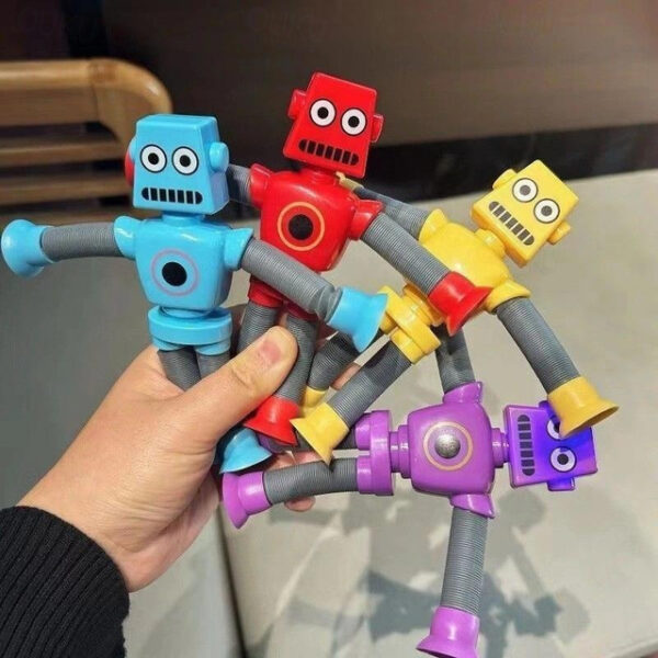 DIY Telescopic Tube Portable Versatile Cartoon Robot Decompressing Toy, Popular Creative Sensory Toy With Suction Cups, Halloween Decor, Thanksgiving,