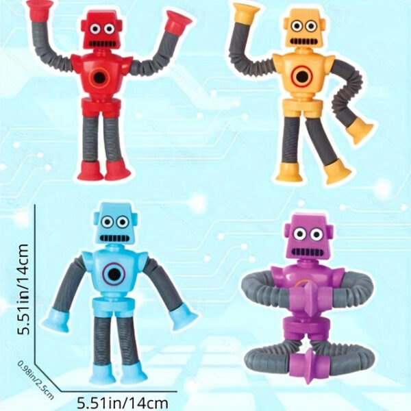 DIY Telescopic Tube Portable Versatile Cartoon Robot Decompressing Toy, Popular Creative Sensory Toy With Suction Cups, Halloween Decor, Thanksgiving,